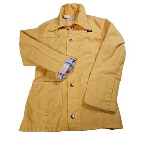 Vintage 70s Wrangler Girls Western Jacket Yellow Snap Front Cotton Twill Size SP